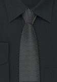 Cravata moderna,cravata de matase subtire in negru - argintiu--Cravate Online