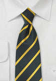 Cravata neagra antracit cu dungi galbene