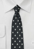Cravata neagra cu buline gri microfibra--Cravate Online