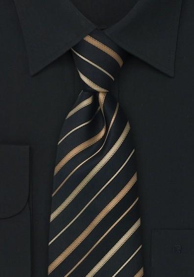 Cravata neagra cu dungi aurii--Cravate Online