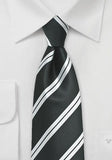 Cravata neagra dungi model alb--Cravate Online