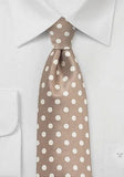 Cravata bej cu buline polka 148 cm