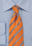 Cravata orange albastru dungi