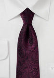 Cravată pentru bărbați, model Paisley, negru visiniu inchis