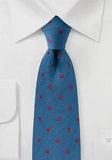 Cravată polka de lână albastru--Cravate Online