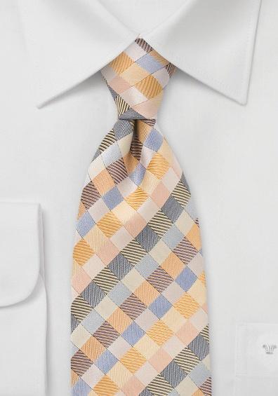 Cravata portocalie cu patratele--Cravate Online