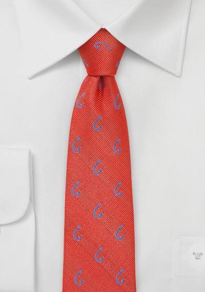 Cravata portocaliu ingust carlige peste--Cravate Online