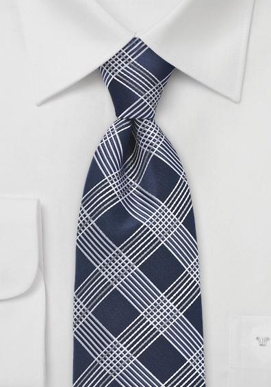 Cravata Prince of Wales in dungi karouri bleumarin--Cravate Online