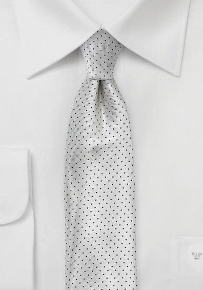 Cravata punctata alb gri--Cravate Online