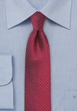 Cravata rosie 6cm, ingusta, picouri, de matase rosu alb