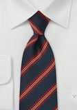 Cravată regimentală clasică în roșu închis 148X8.5 cm-Blue-Cravate Online