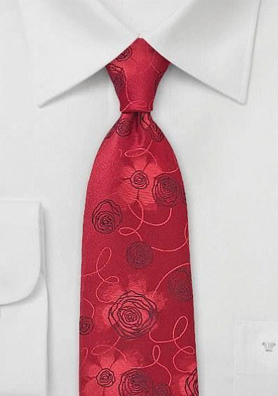 Cravata rosie cu flori marime mare--Cravate Online