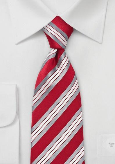 Cravata rosie dungi argintii italienesti--Cravate Online