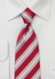 Cravata rosie dungi argintii italienesti--Cravate Online