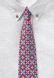 Cravata rosie turcoaz retro, 7 cm, bumbac--Cravate Online