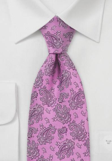 Cravata roz cu broderie--Cravate Online