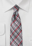 Cravata sim gri lumina negru rosu carouri--Cravate Online