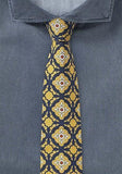Cravată slim albastră cu ornament, 7 cm, bumbac