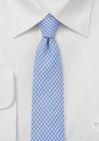 Cravata slim albastru-alb din bumbac--Cravate Online