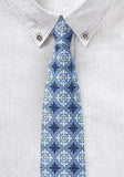 Cravata slim albastru modele, 7 cm , bumbac