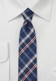 Cravata slim carouri bleumarin--Cravate Online