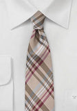 Cravata slim crem carouri--Cravate Online