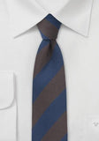 Cravata slim dungi bleumarin capuccino maro--Cravate Online