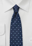 Cravata slim eleganta bleumarin cu puncte albastru deschis