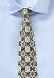 Cravată slim galbenă, 7cm, bumbac--Cravate Online
