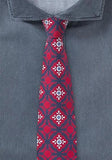 Cravată, slim,roșie modernă, 7 cm, modele thalaver, 100% bumbac imprimeu