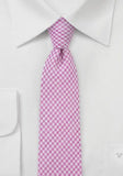 Cravata slim roz-gri din bumbac