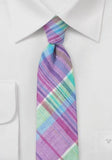 Cravata stil carouri violet moale verde