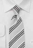 Cravata matase dungi lungi alb, negru, de afaceri