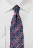 Cravata structura-dungi bărbătești dungi albastru marin mediu roșu--Cravate Online