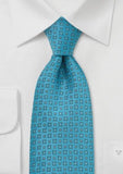 Cravata turcoaz cu motive geometrice--Cravate Online