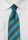 Cravata turcoaz in dungi capuccino--Cravate Online