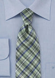 Cravata verde lumina negru carouri--Cravate Online