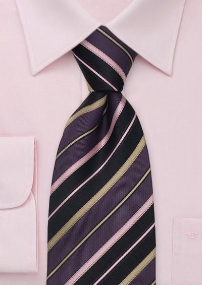 Cravata violet in dungi roz gold--Cravate Online