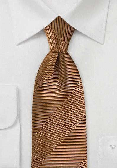 Cravata XXl suprafață monocromă dungi de cupru-portocaliu--Cravate Online