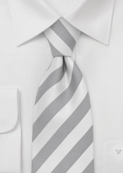 Cravate Argintie cu dungi Albe--Cravate Online