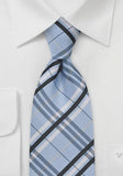 Cravate barbati clasic in carouri albastru deschis marime lunga--Cravate Online