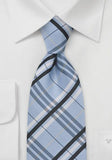 Cravate barbati clasic in carouri albastru deschis--Cravate Online