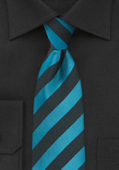 Cravate barbati turcoaz inchis cu dungi negre--Cravate Online