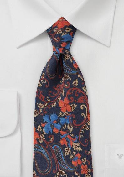 Cravate Bleumarin Floral--Cravate Online