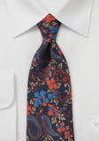 Cravate Bleumarin Floral--Cravate Online
