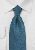 Cravate brodata model floral turcoaz pe motiv intunecat--Cravate Online