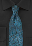 Cravate brodata verde menta cu motive florale--Cravate Online