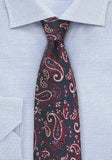 Cravate broderie bleumarin - rosu--Cravate Online