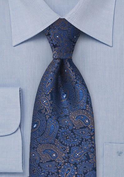 Cravate de dimensiuni mari Paisley royal blue, 160 cm--Cravate Online