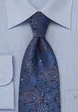 Cravate de dimensiuni mari Paisley royal blue, 160 cm